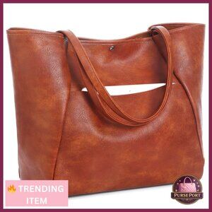 Large Vegan Leather Tote Bag for Women Work Travel Weekender Purse